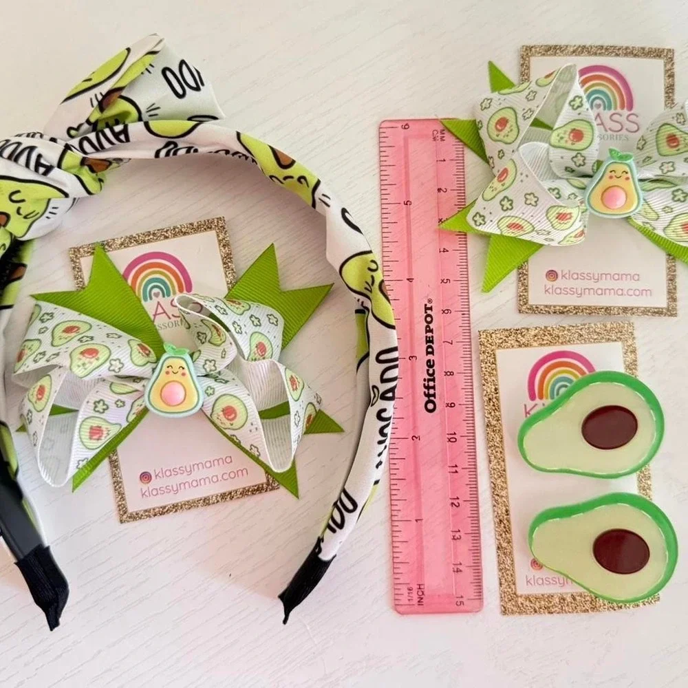 5 PCS LOT KLASS Avocado 🥑 Non Slip Knot Headbands Hair Clips Bows Women's Girls